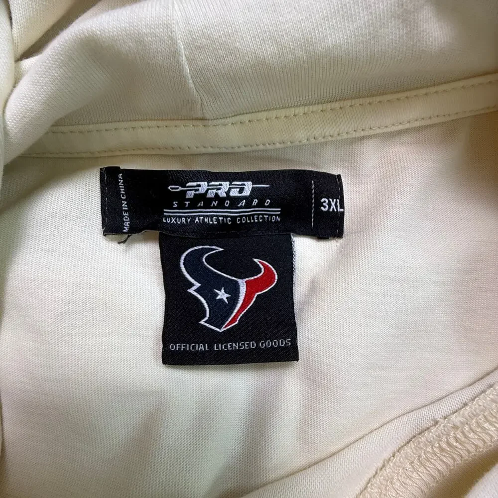 PRO STANDARD Men's HOUSTON TEXANS Cream Color Short Sleeve Pullover Hoodie 3XL - Picture 9 of 16